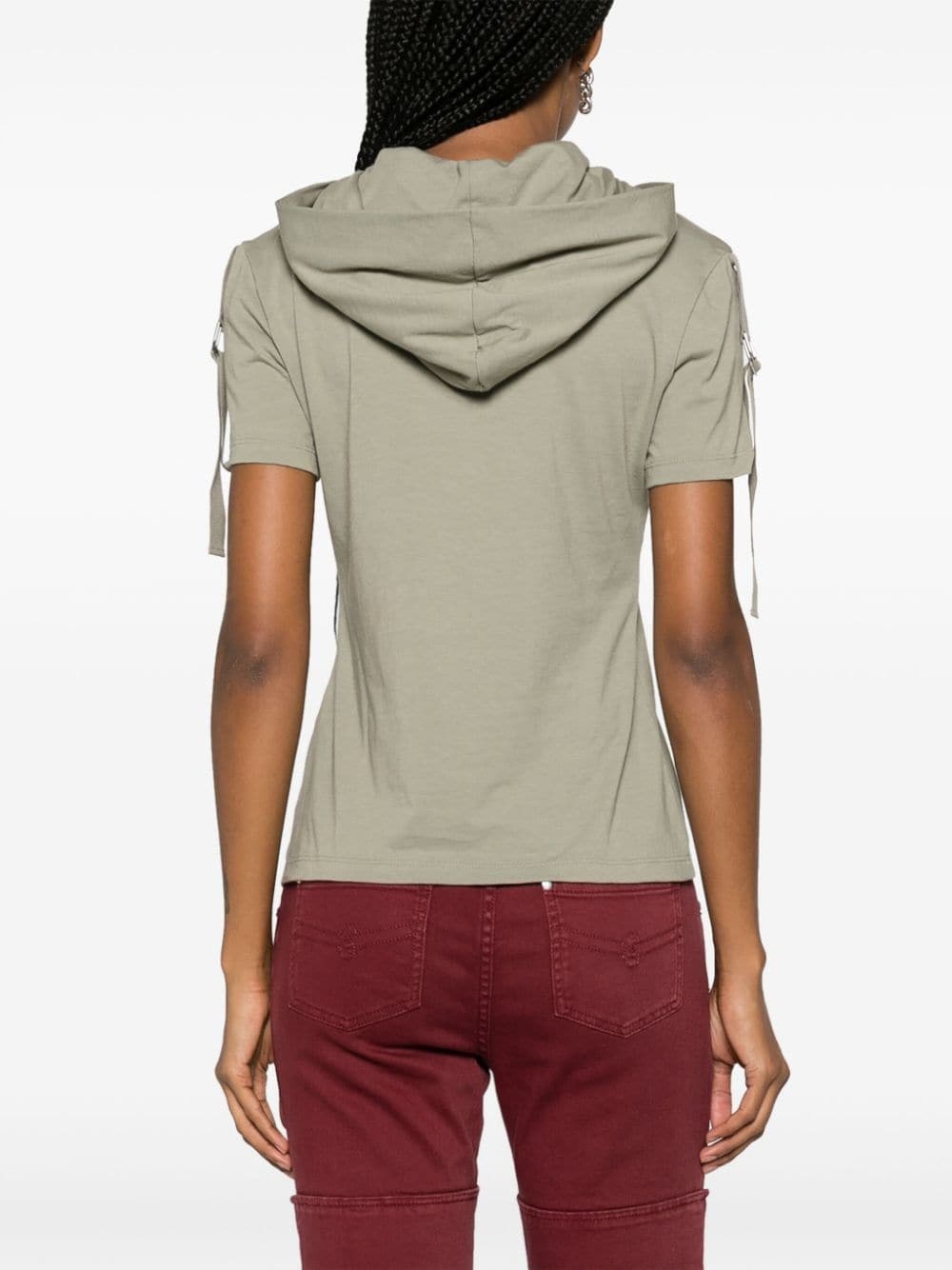 cargo-pocket hooded cotton T-shirt - 4