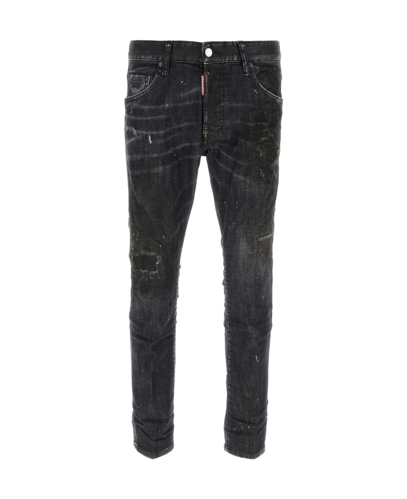 Black Stretch Denim Skater Jeans - 1