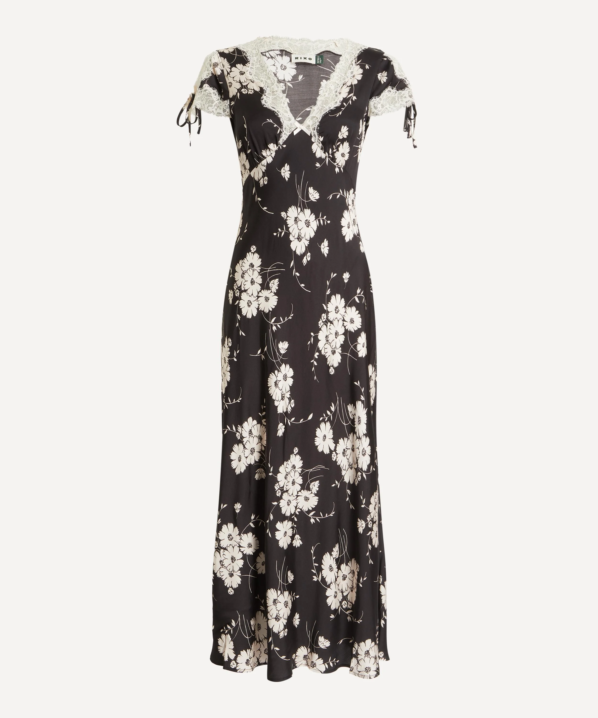 Fern Satin Midi Dress in Daisy Field Black - 1