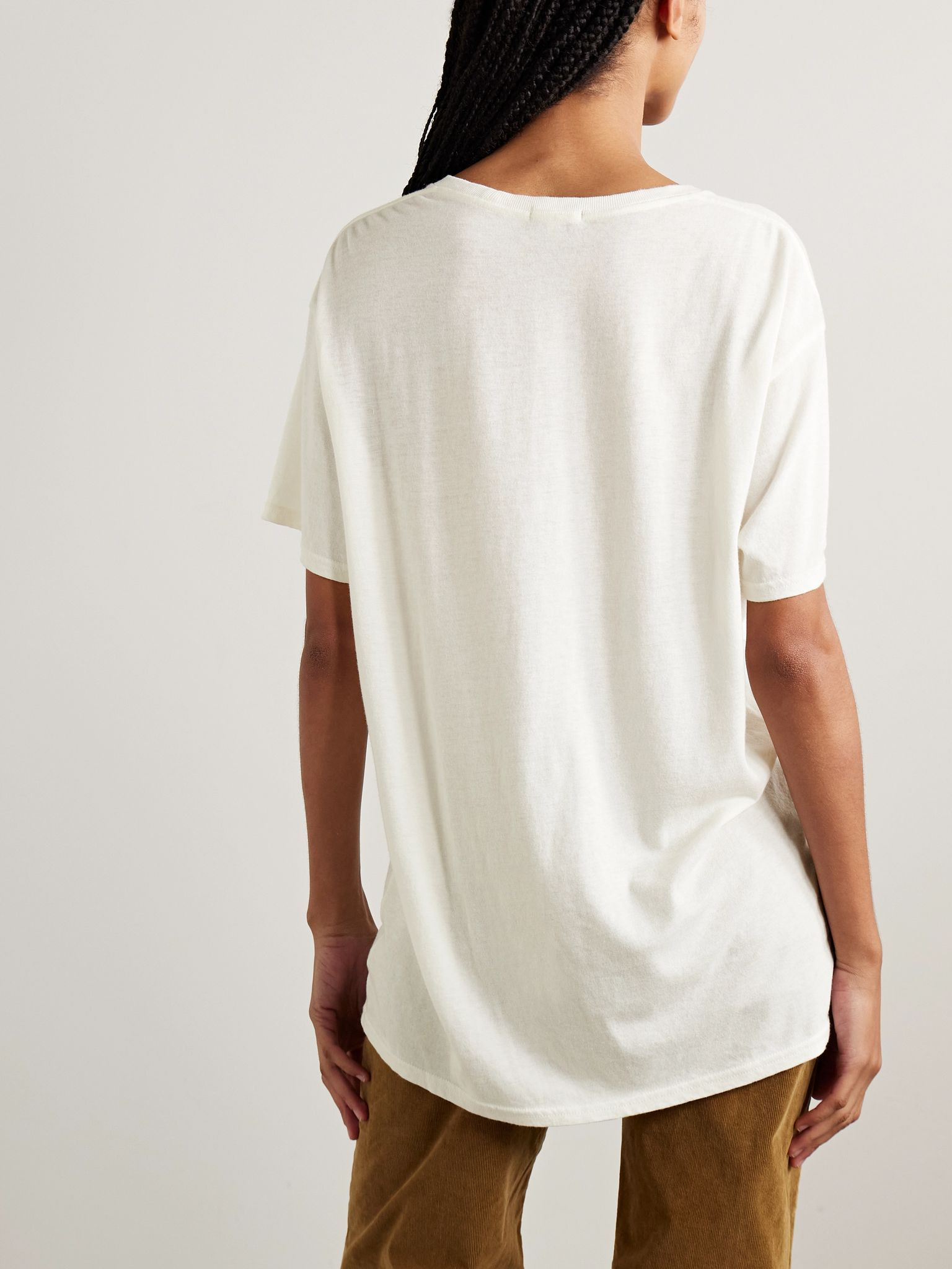 You're Weird Boy printed cotton and cashmere-blend jersey T-shirt White - 4