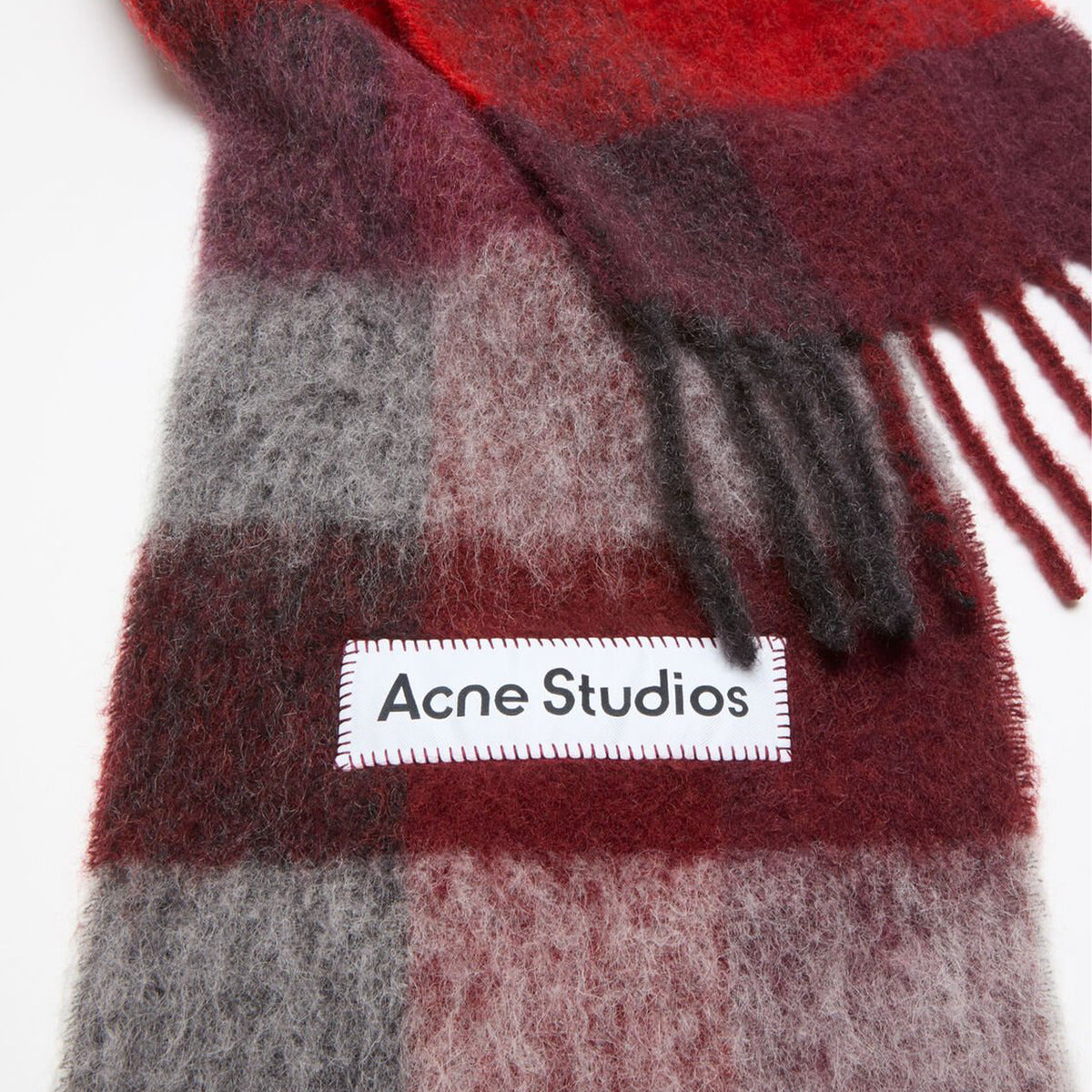 MOHAIR CHECKED SCARF (RED/BLACK) - 2