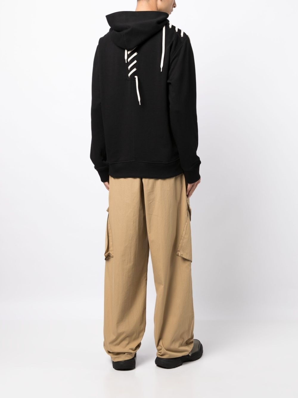 lace-up detailing hoodie - 2