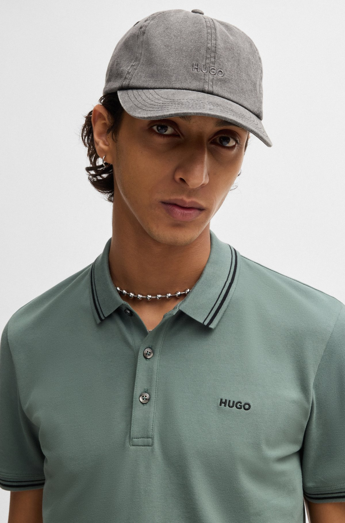 STRETCH-COTTON SLIM-FIT POLO SHIRT WITH PRINTED LOGO - 3