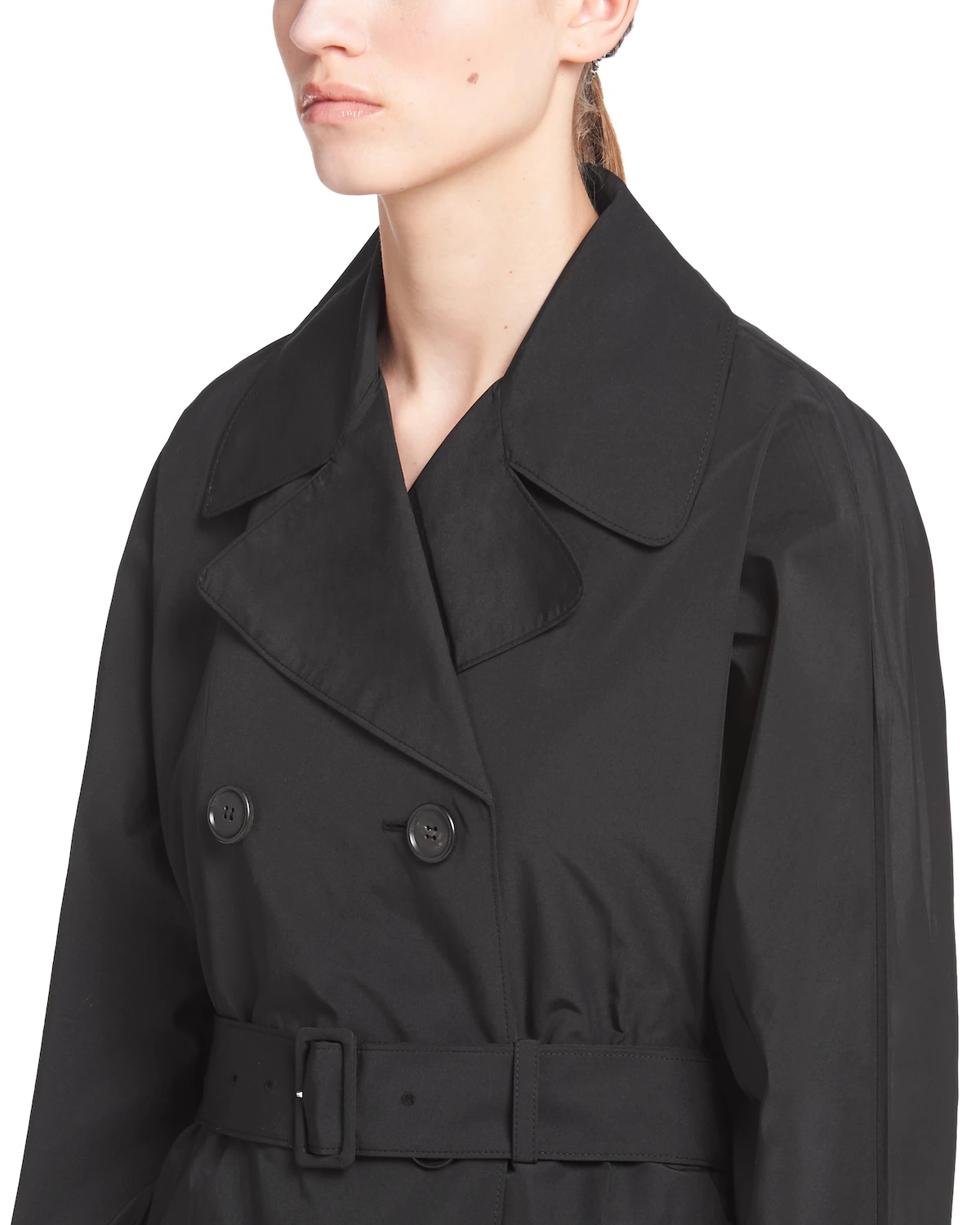 Double-breasted technical poplin raincoat - 5