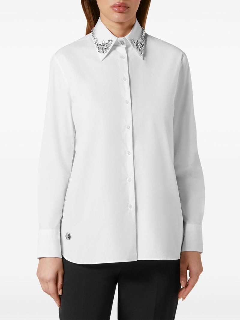 PHILIPP PLEIN crystal-embellished cotton shirt outlook
