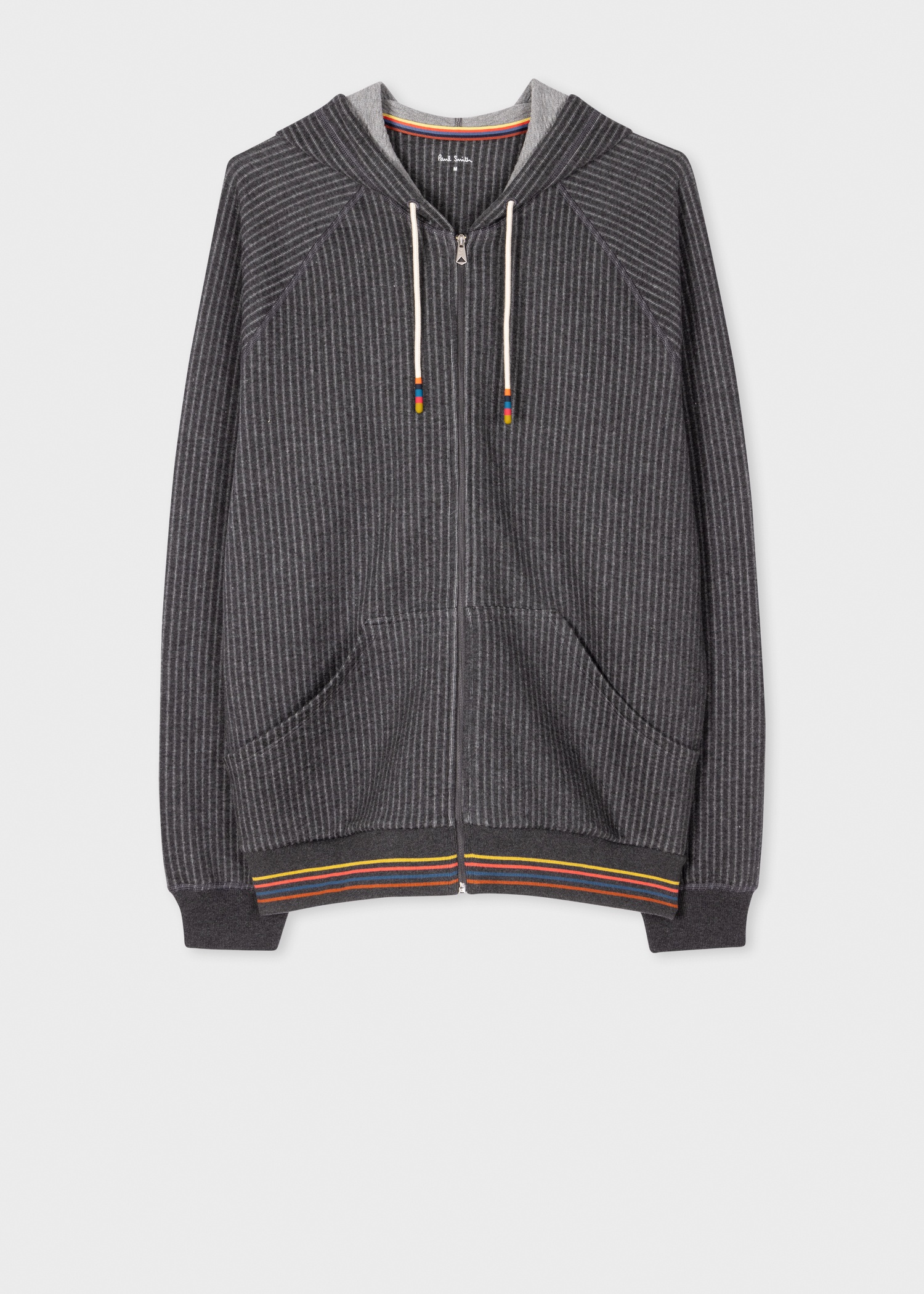 Dark Grey Stripe Cotton Zip Lounge Hoodie - 1
