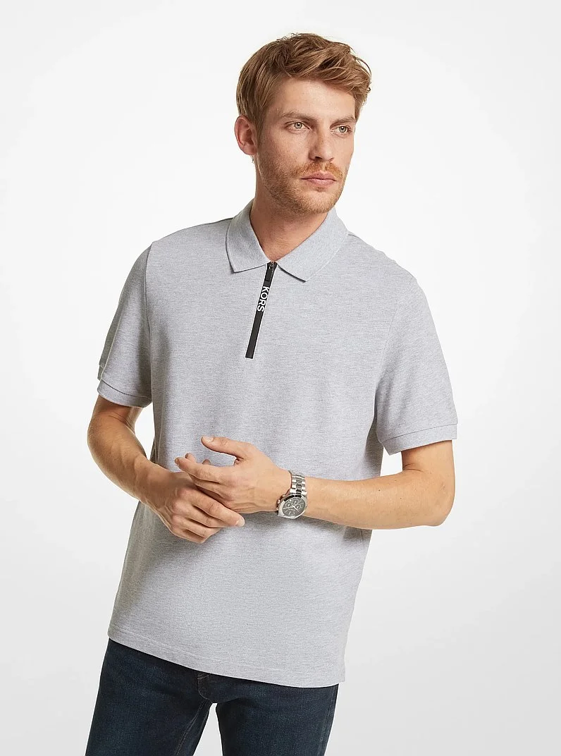 Cotton Half-Zip Polo Shirt - 1