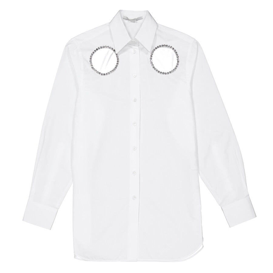 Stella McCartney Crystal-Embellished Cut-Out Shirt In White Cotton - 5