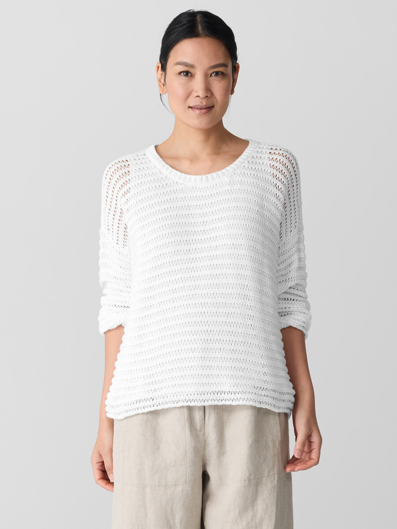 EILEEN FISHER Peruvian Organic Cotton Cord Crew Neck Top outlook
