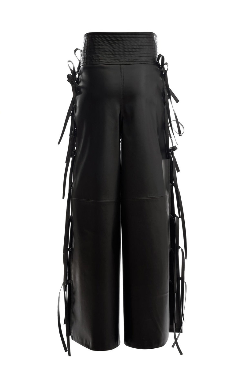 WIDE LEG PANTS WITH SIDE TIES BLACK 10