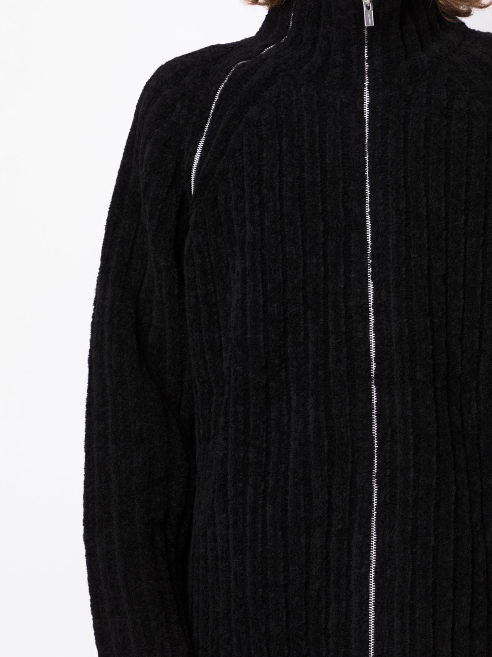 ribbed-knit zip-up jumper - 5