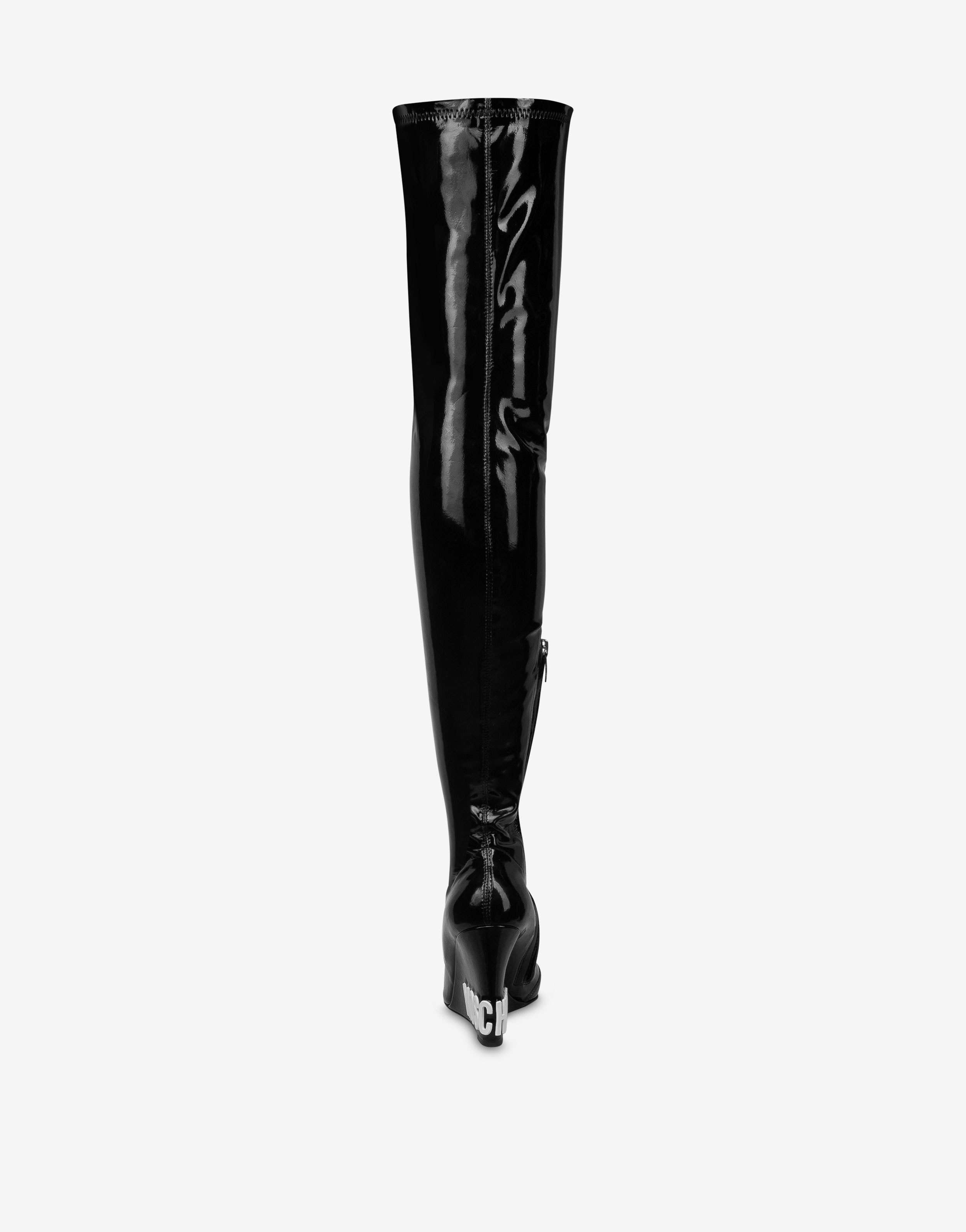 RUBBER LOGO OVER-THE-KNEE WEDGE BOOTS - 3