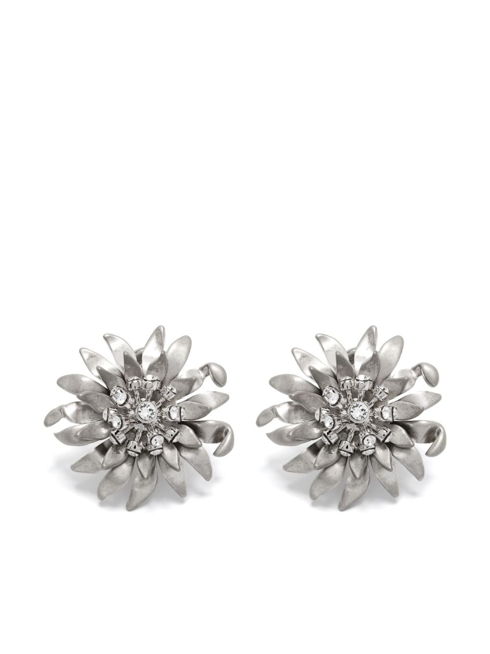 floral-motif clip-on earrings - 1