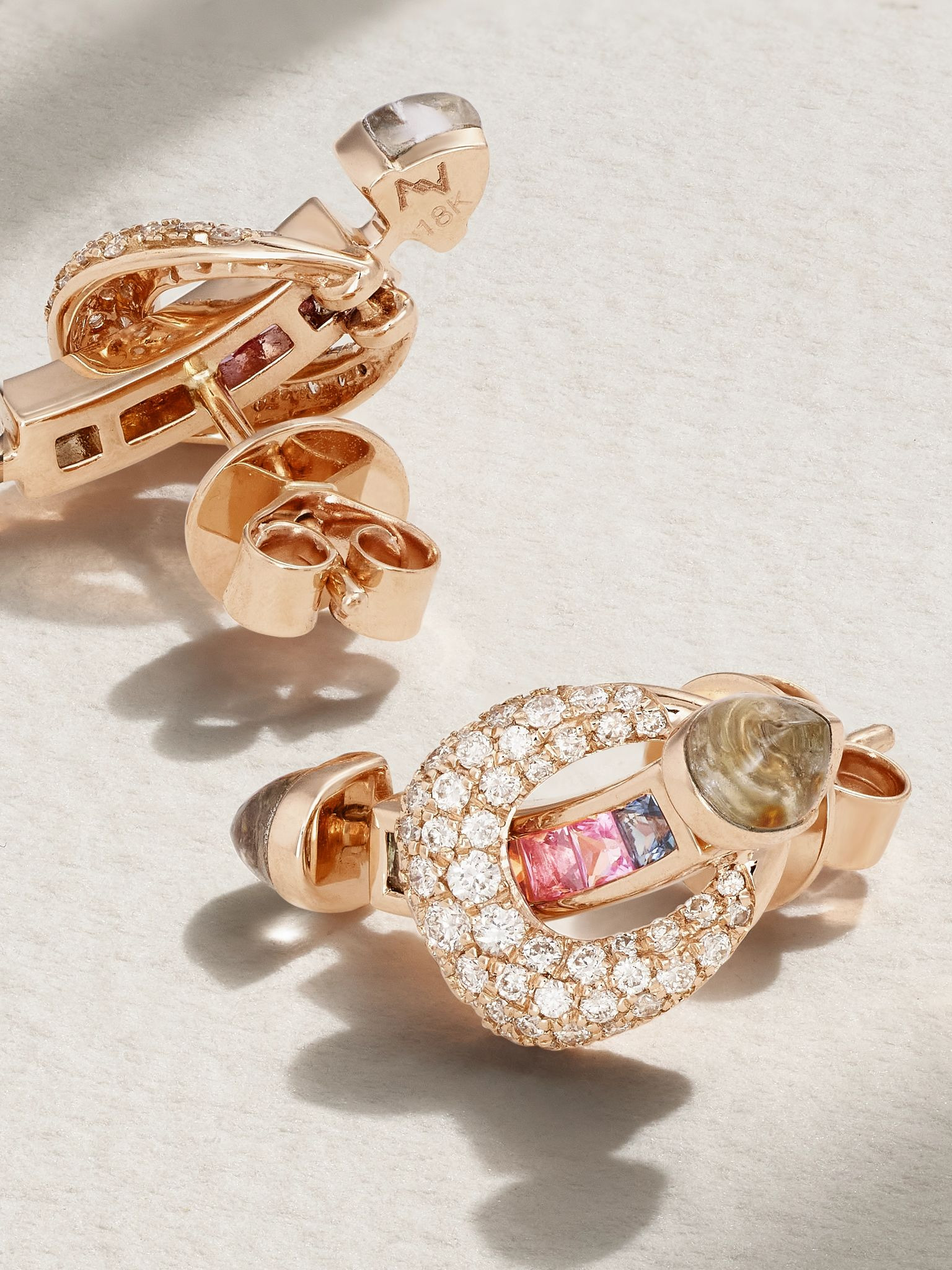 Chakra 18-karat rose gold multi-stone earrings Gold - 3