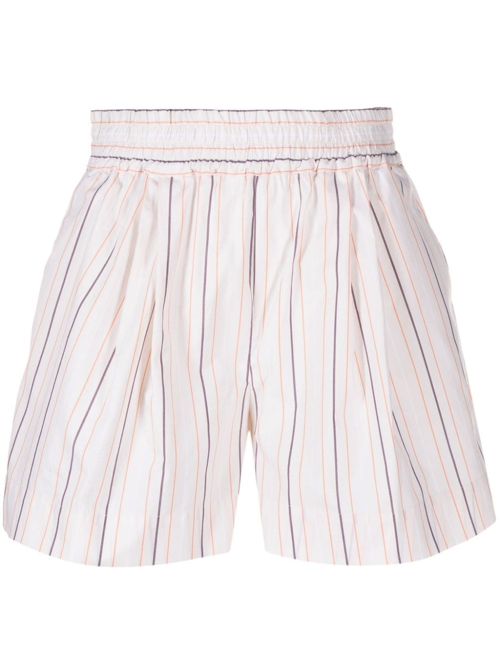 embroidered-logo striped poplin shorts - 1