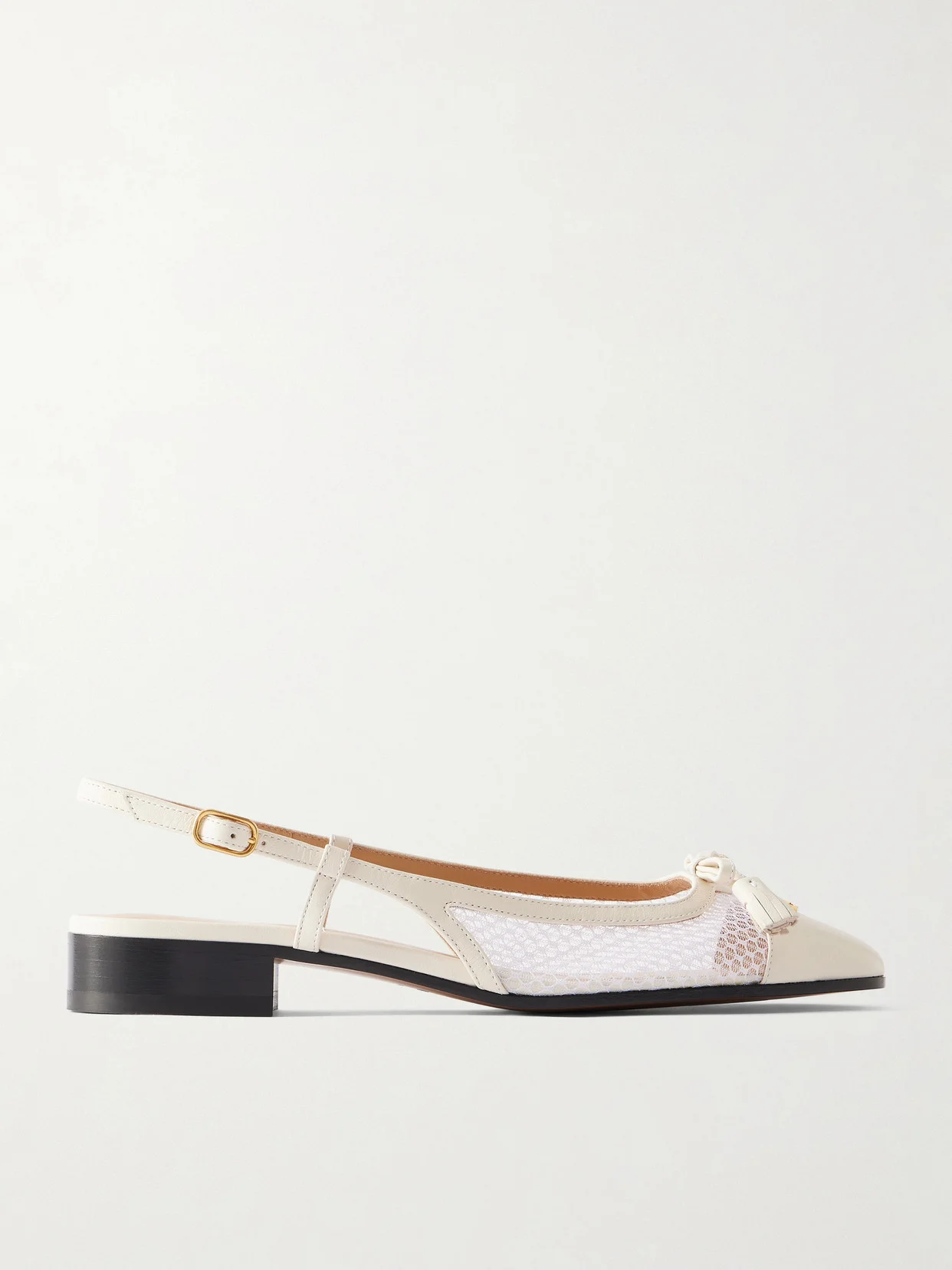 Valet Du Roi Tasseled Leather And Mesh Slingback Ballet Flats - 1