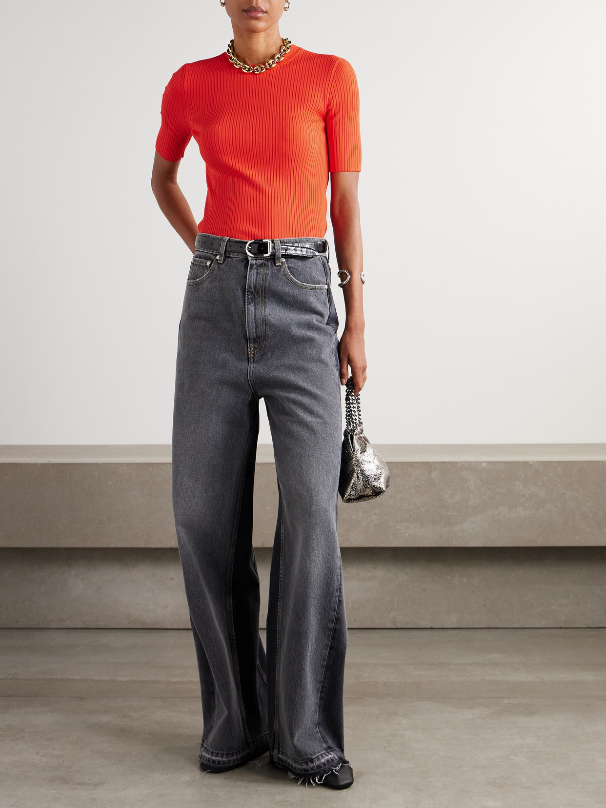 Ribbed-knit T-shirt - 2