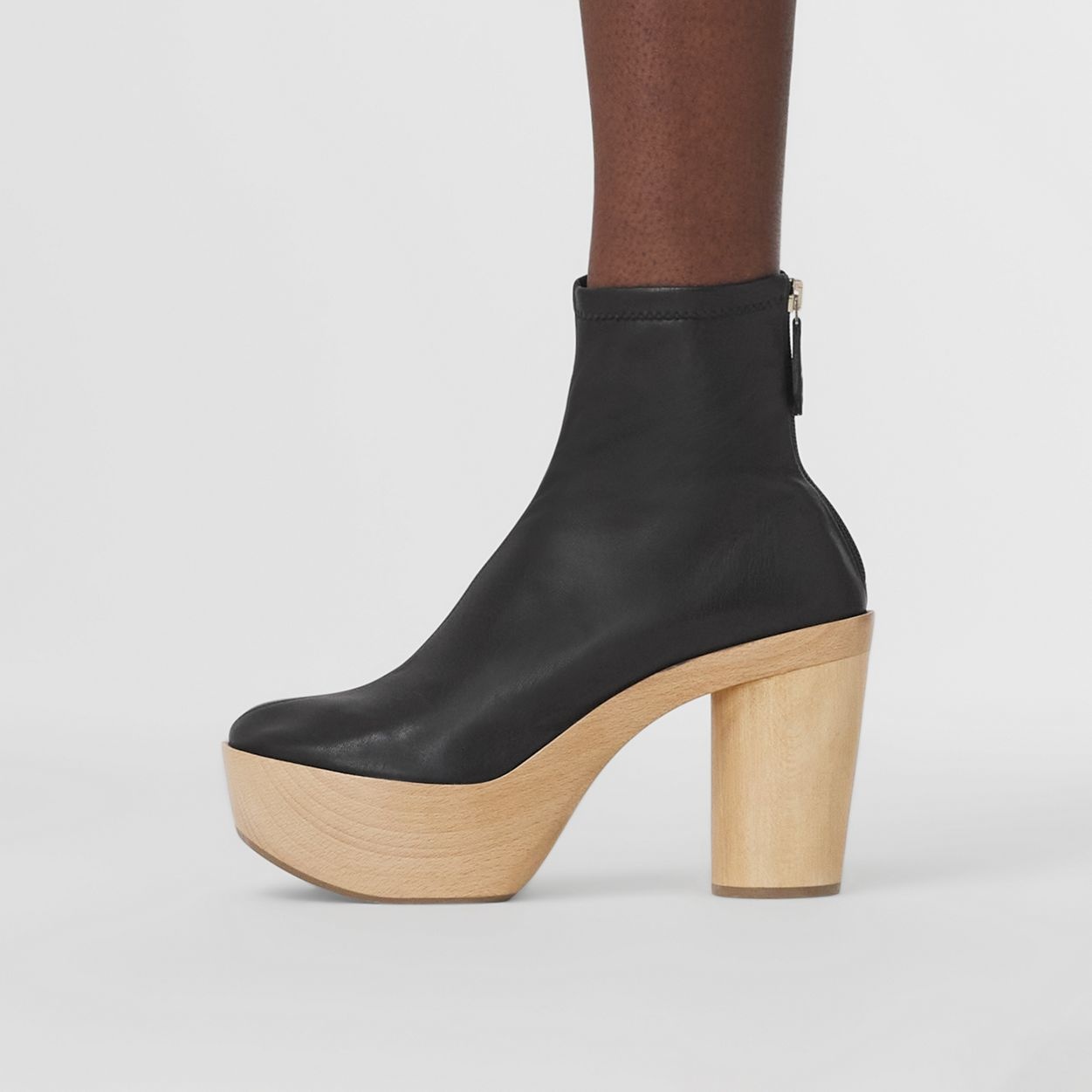 Lambskin and Wood Platform Boots - 4