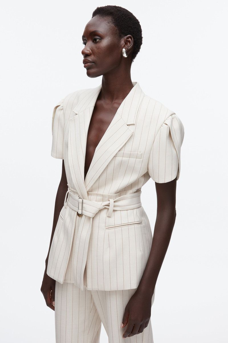 Pinstripe Tulip Sleeve Blazer 7