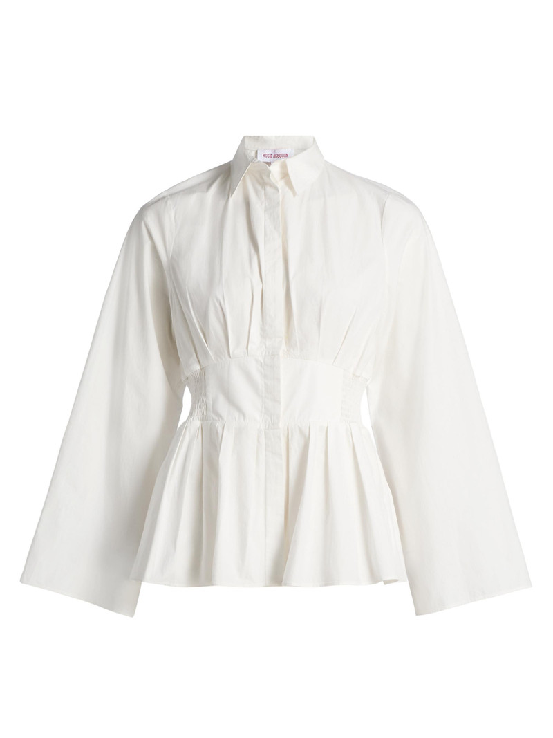 Women's Boogie Woogie Bugle Boy Peplum Shirt - White 1
