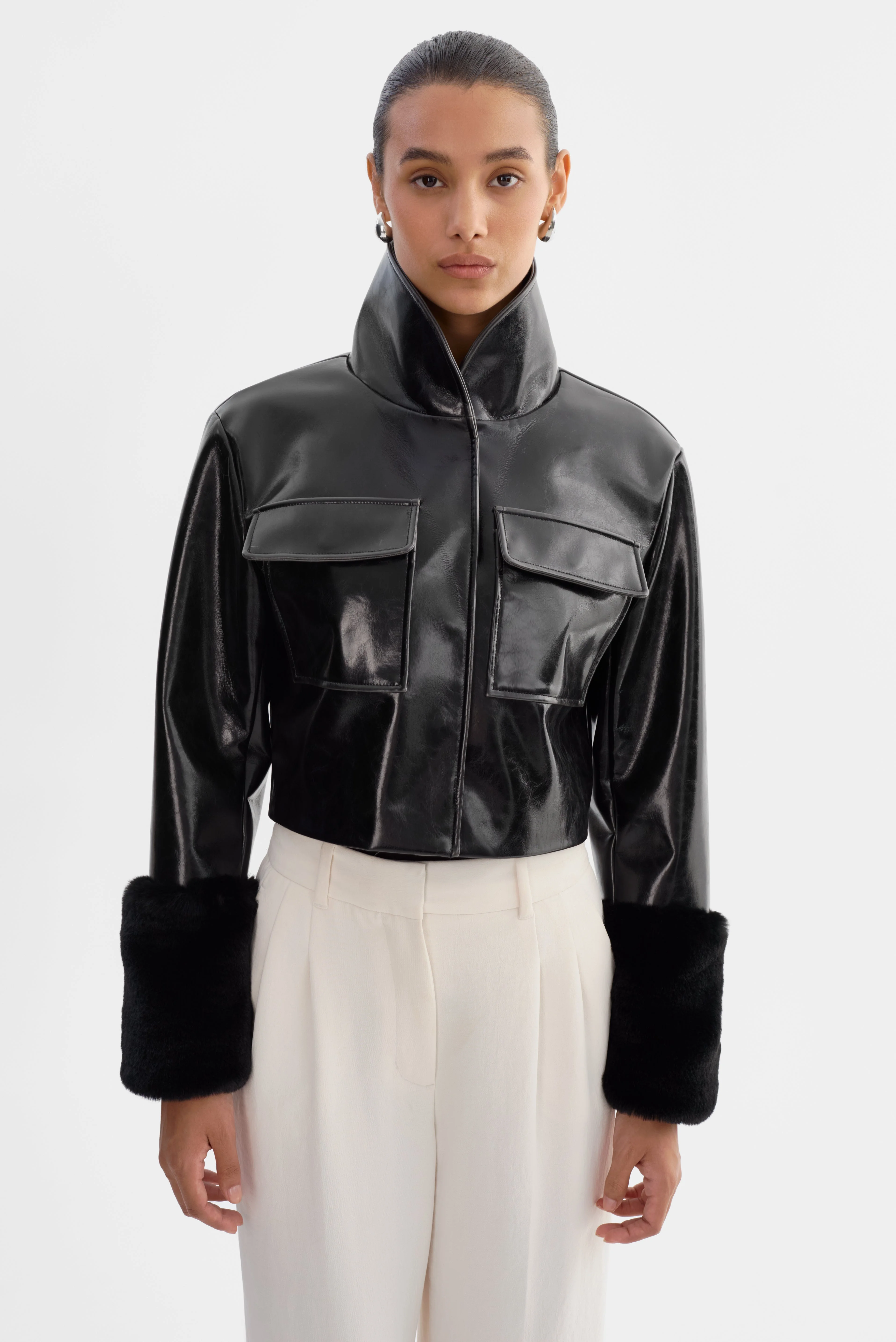 HEDDA | Cropped Faux Leather Jacket - 1