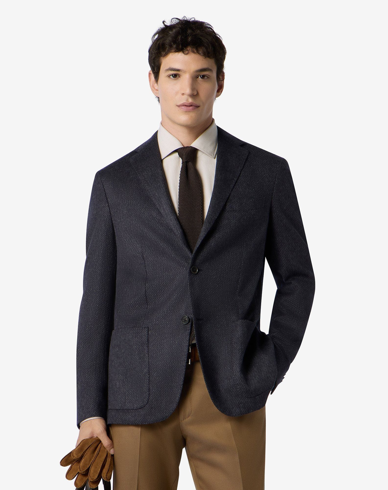 Blue unlined cashmere and silk jacket - 2