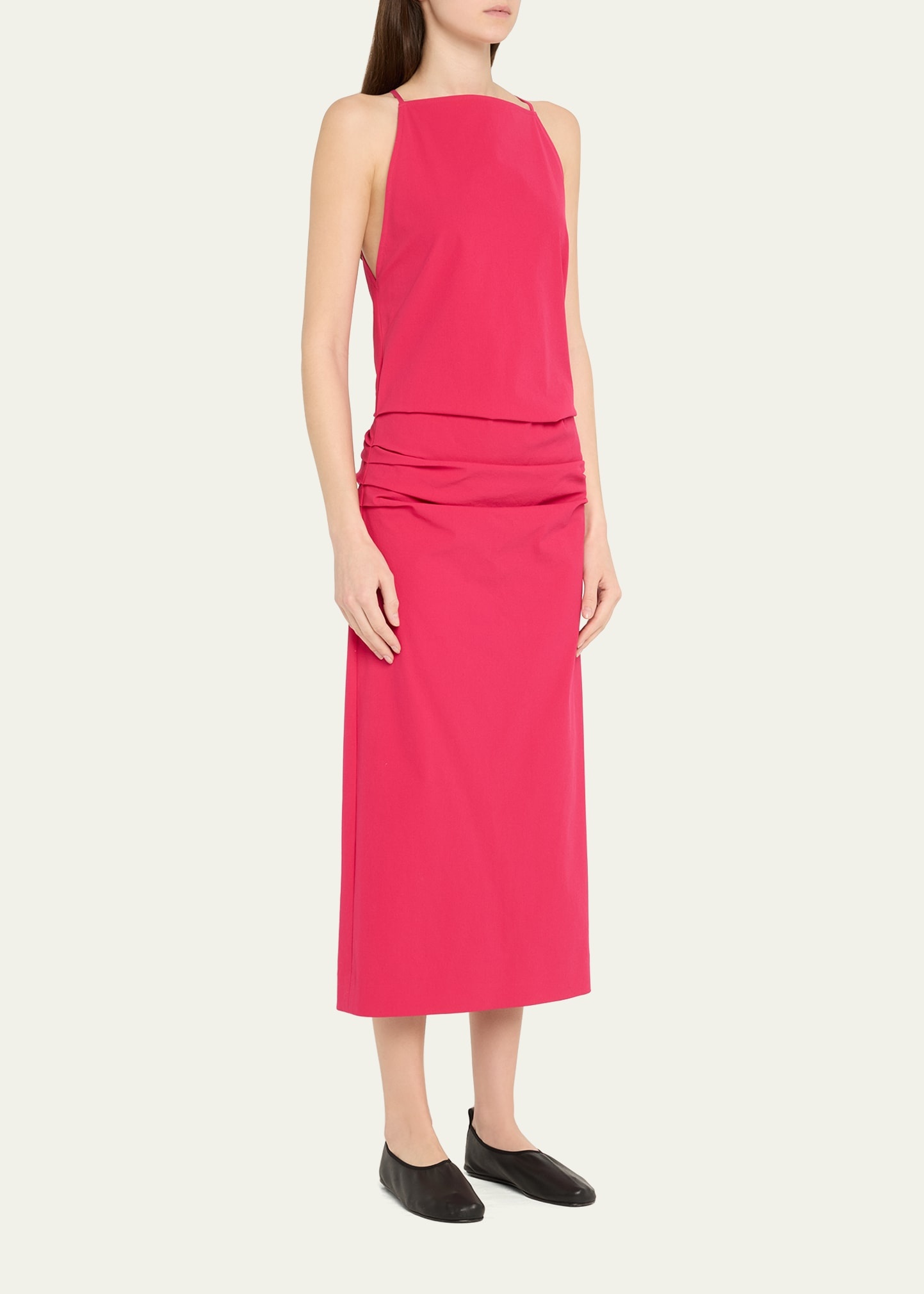 Priya Draped Bi-Stretch Cotton Nylon Dress - 4