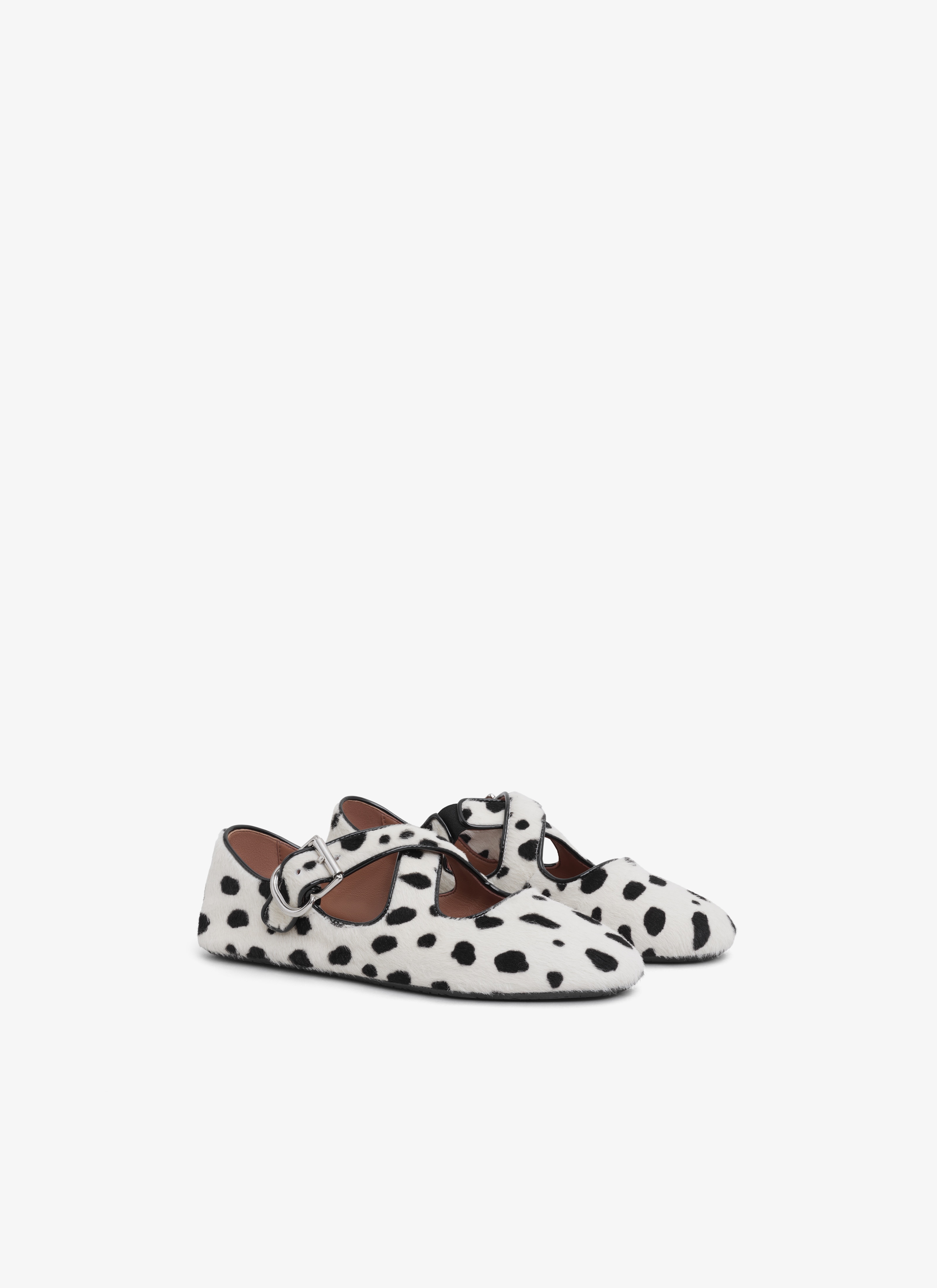 CRISS CROSS BALLET FLATS IN DOTS HAIRCALF - 2