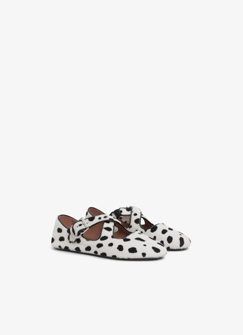 Alaïa CRISS CROSS BALLET FLATS IN DOTS HAIRCALF outlook