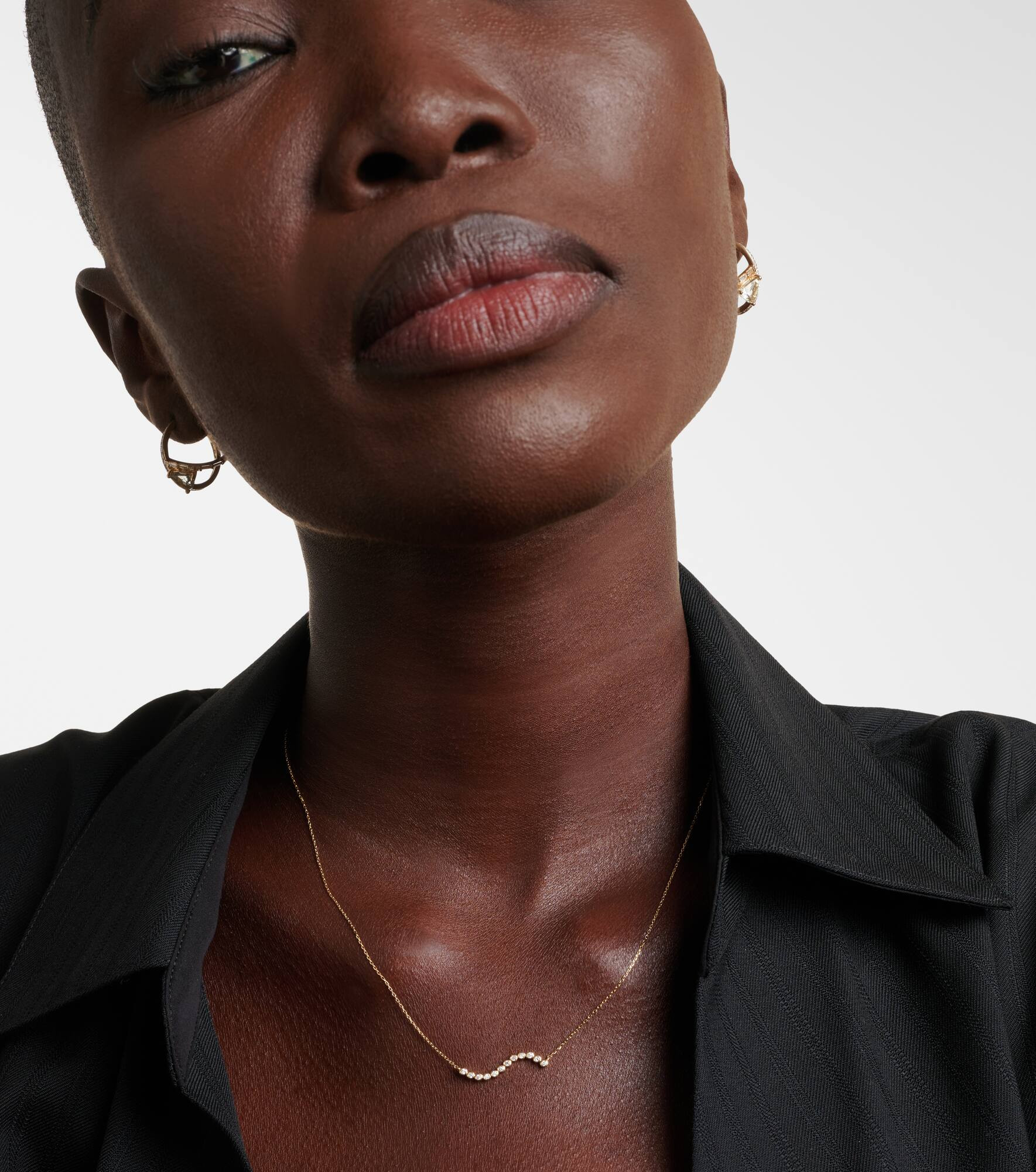 14kt gold wave necklace with diamonds - 2