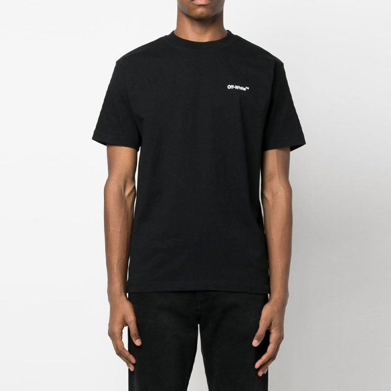 Off-White Men's Off-White Chain Arrow Logo Printing Short Sleeve Casual Version Black T-Shirt OMAA027F22JER011 outlook