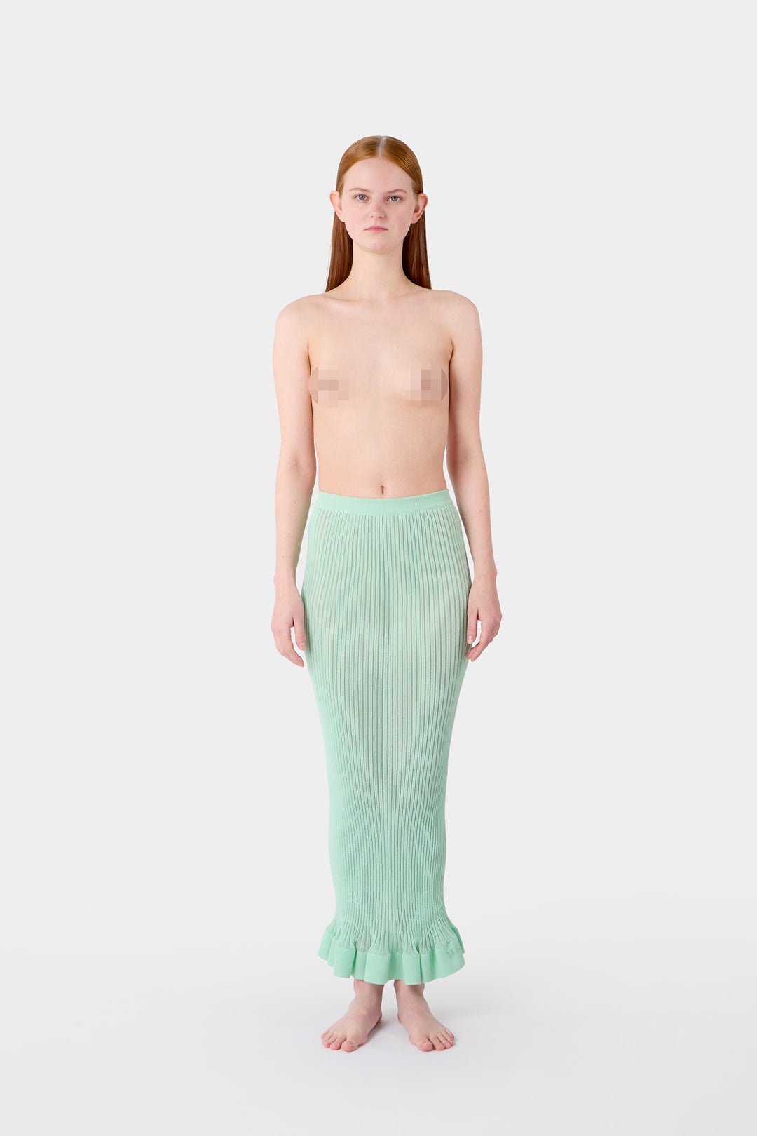KNIT LONG SKIRT / light mint - 1
