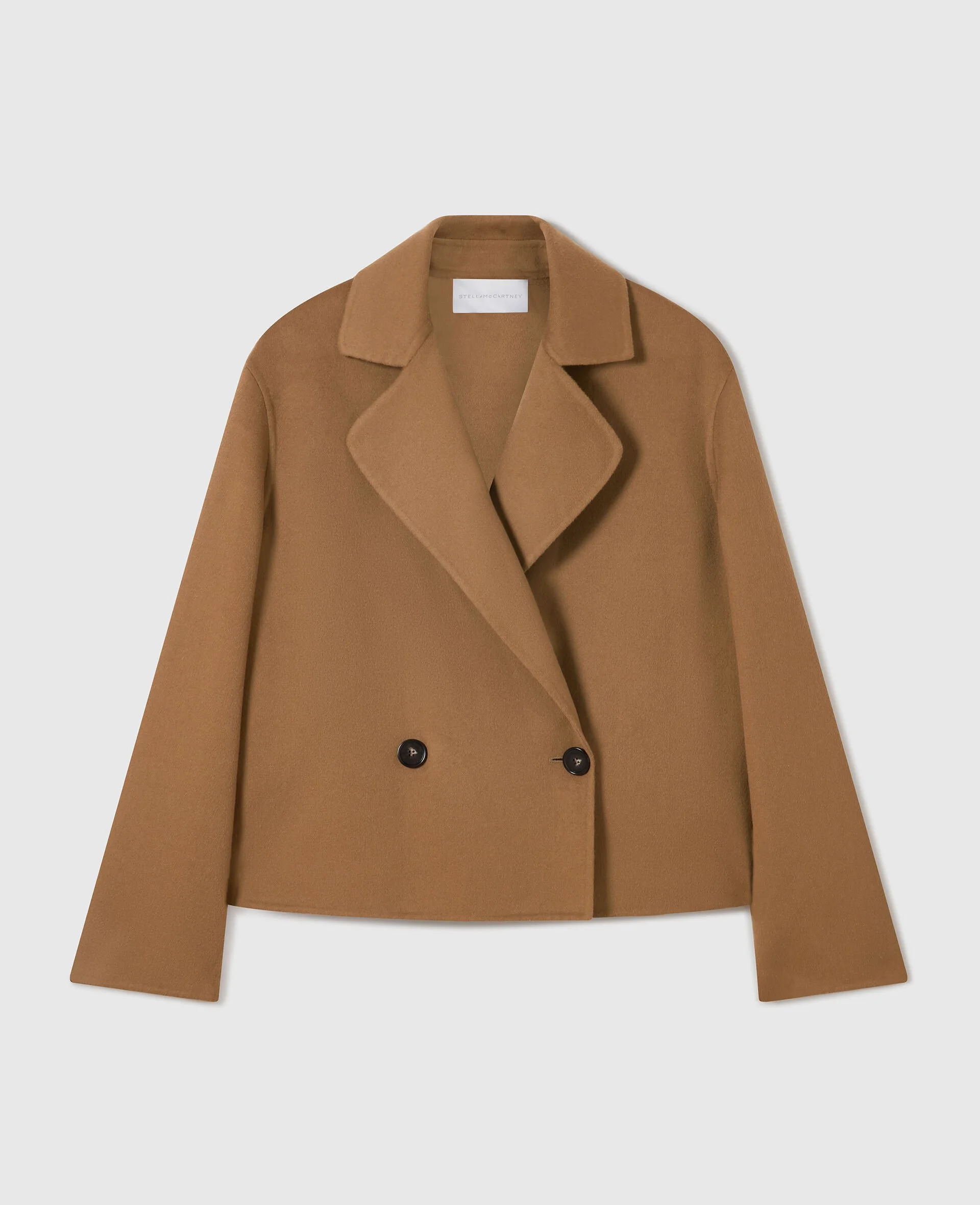 Double-Breasted Cropped Peacoat Jacket - 1