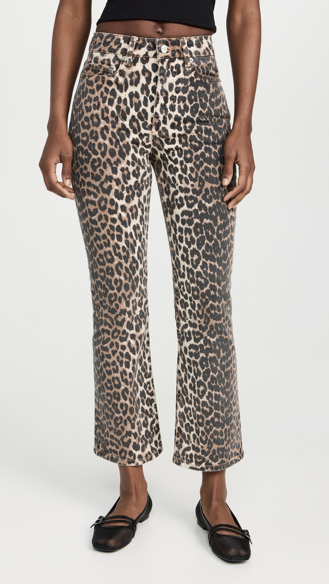 Print Denim Betzy Cropped Jeans - 6