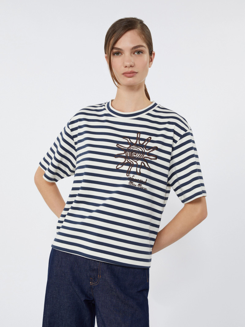 SABATO Printed cotton jersey T-shirt - NAVY 5