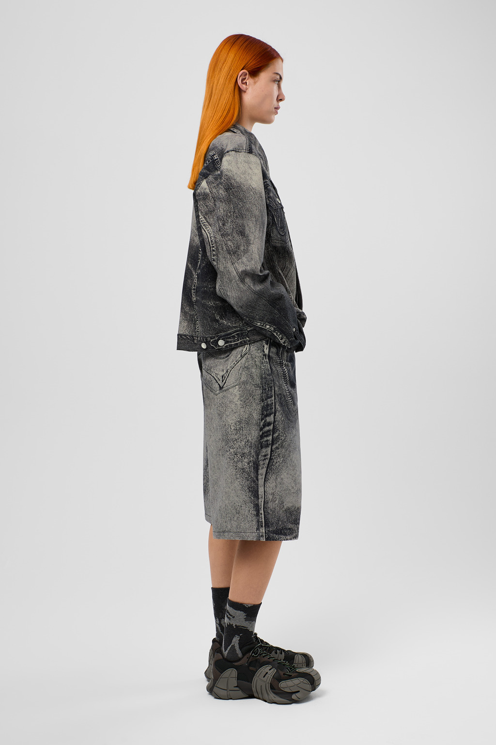 Black-Grey Denim Shorts - 5