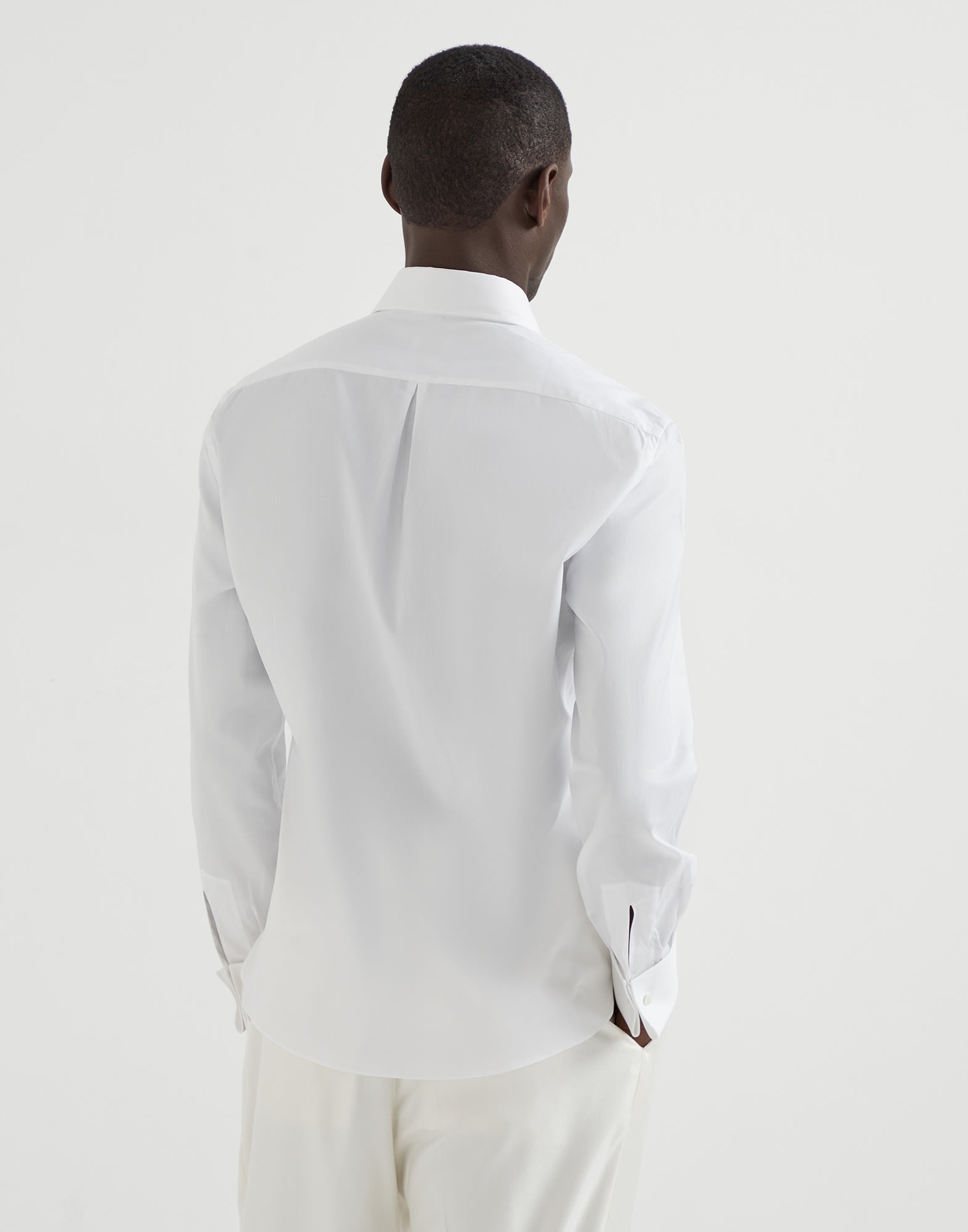 Sea Island cotton twill slim fit tuxedo shirt with spread collar - 2