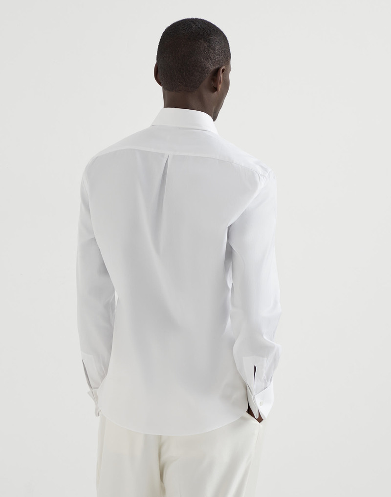 Brunello Cucinelli Sea Island cotton twill slim fit tuxedo shirt with spread collar outlook