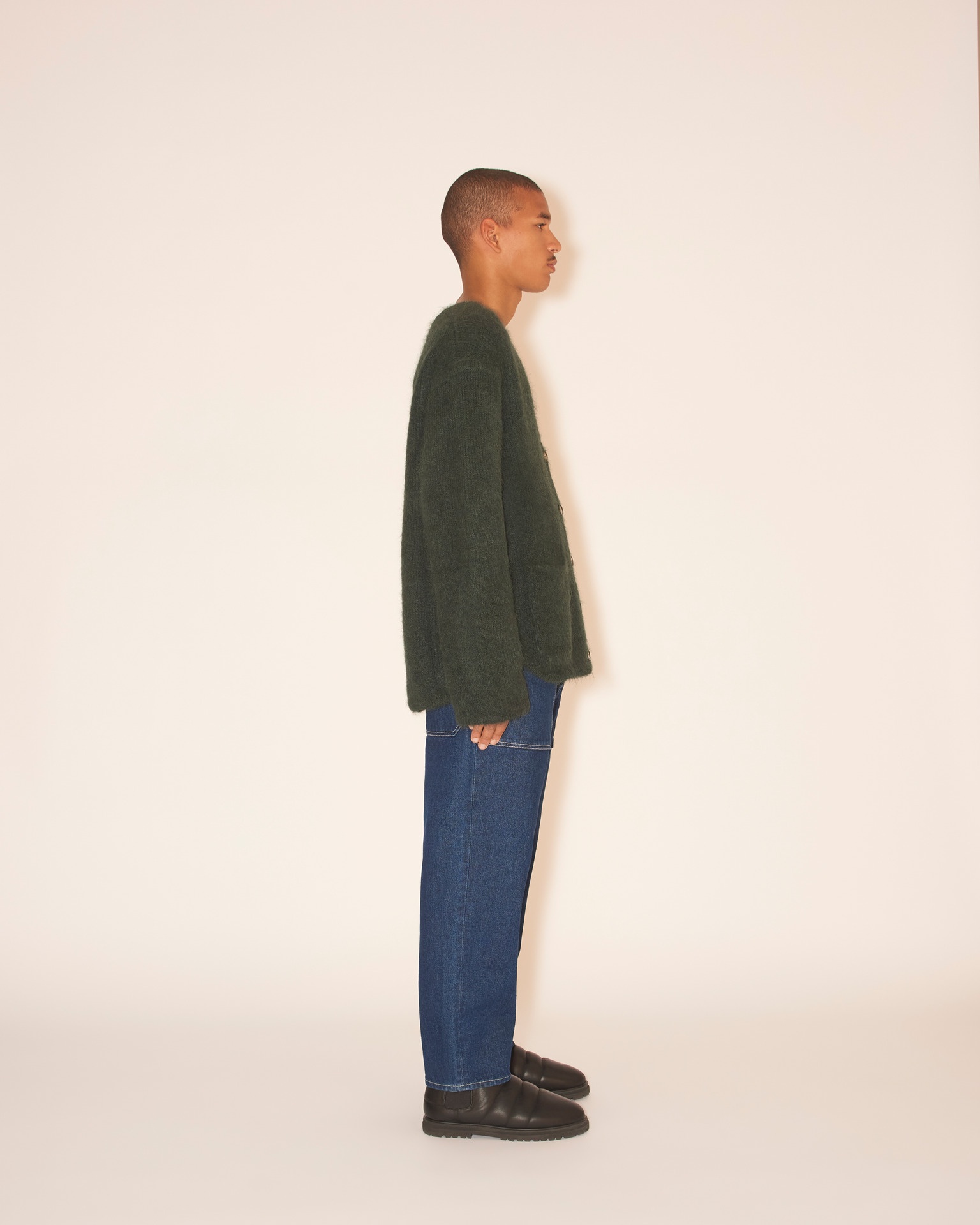 GORIS - Brushed cardigan - Bottle green - 3