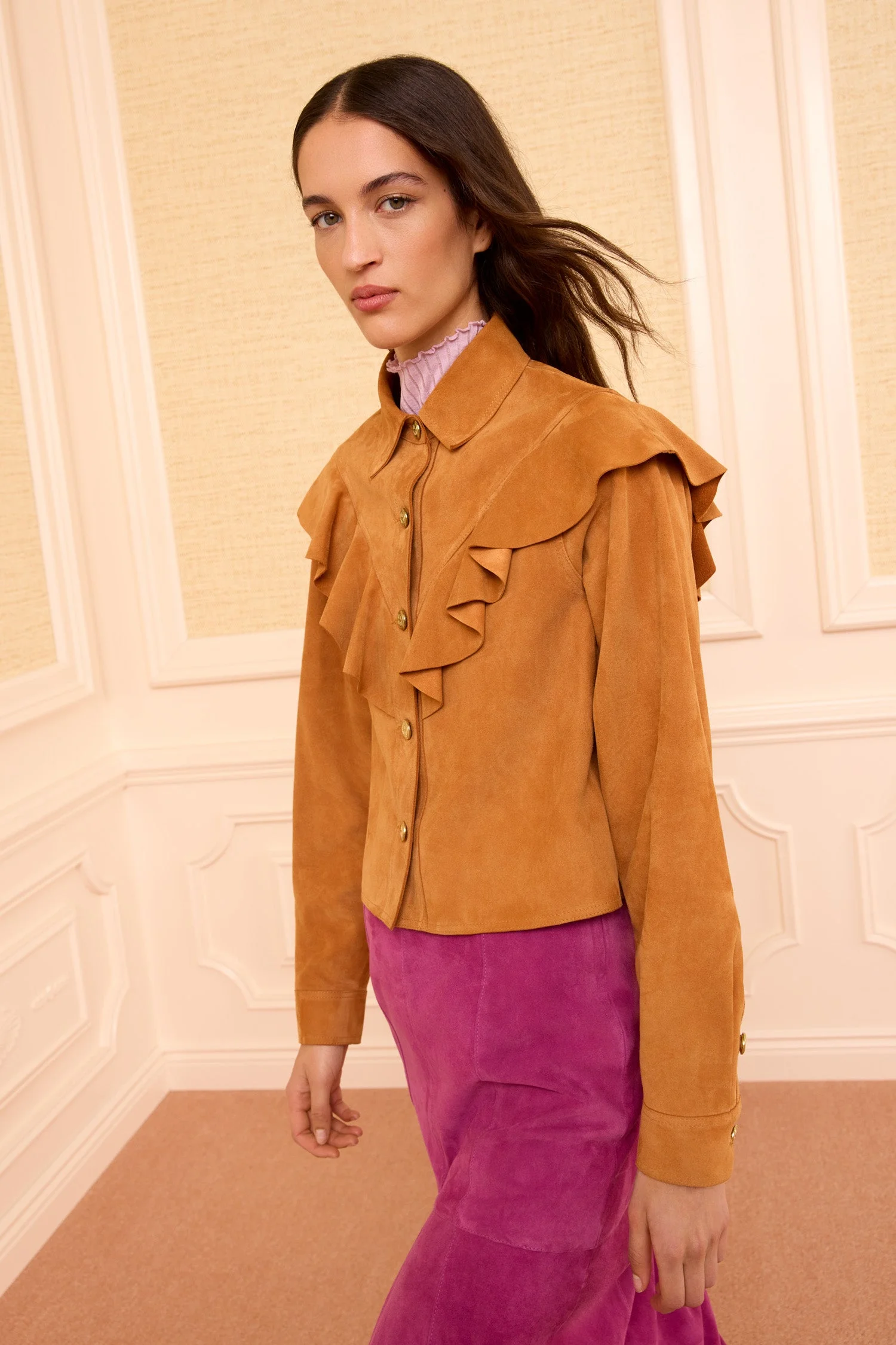 Matilde Ruffle Suede Jacket - 1