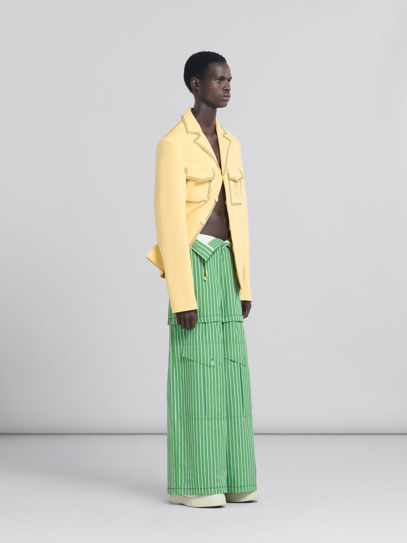 YELLOW ORGANIC DENIM BLAZER WITH CONTRAST STITCHING - 6
