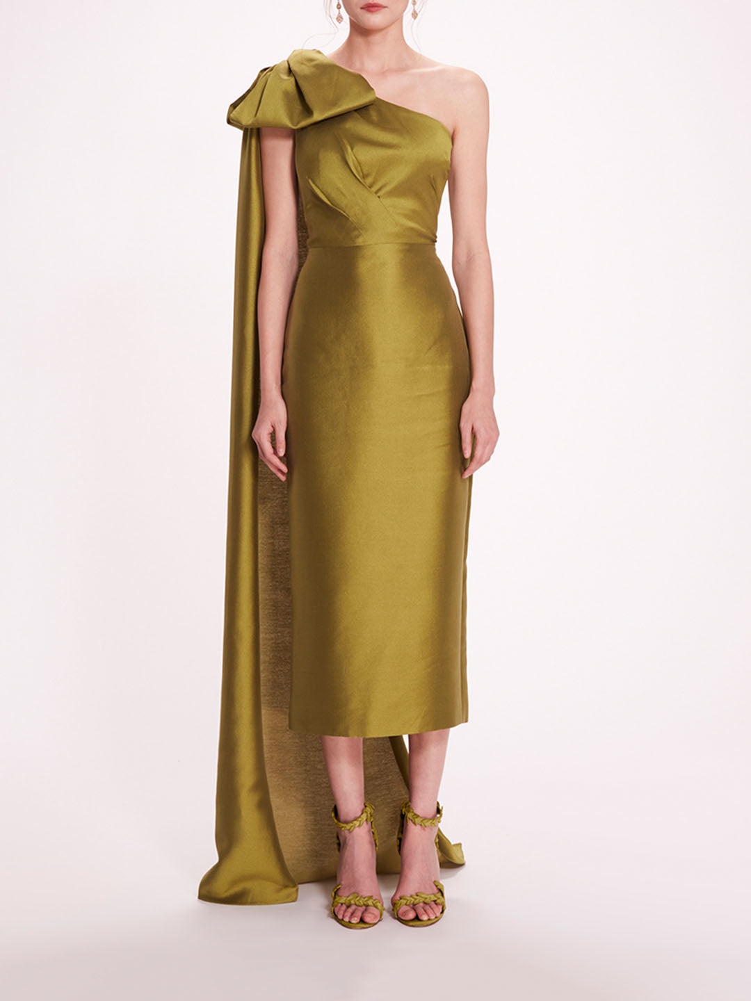 SILK MIKADO MIDI DRESS - 1