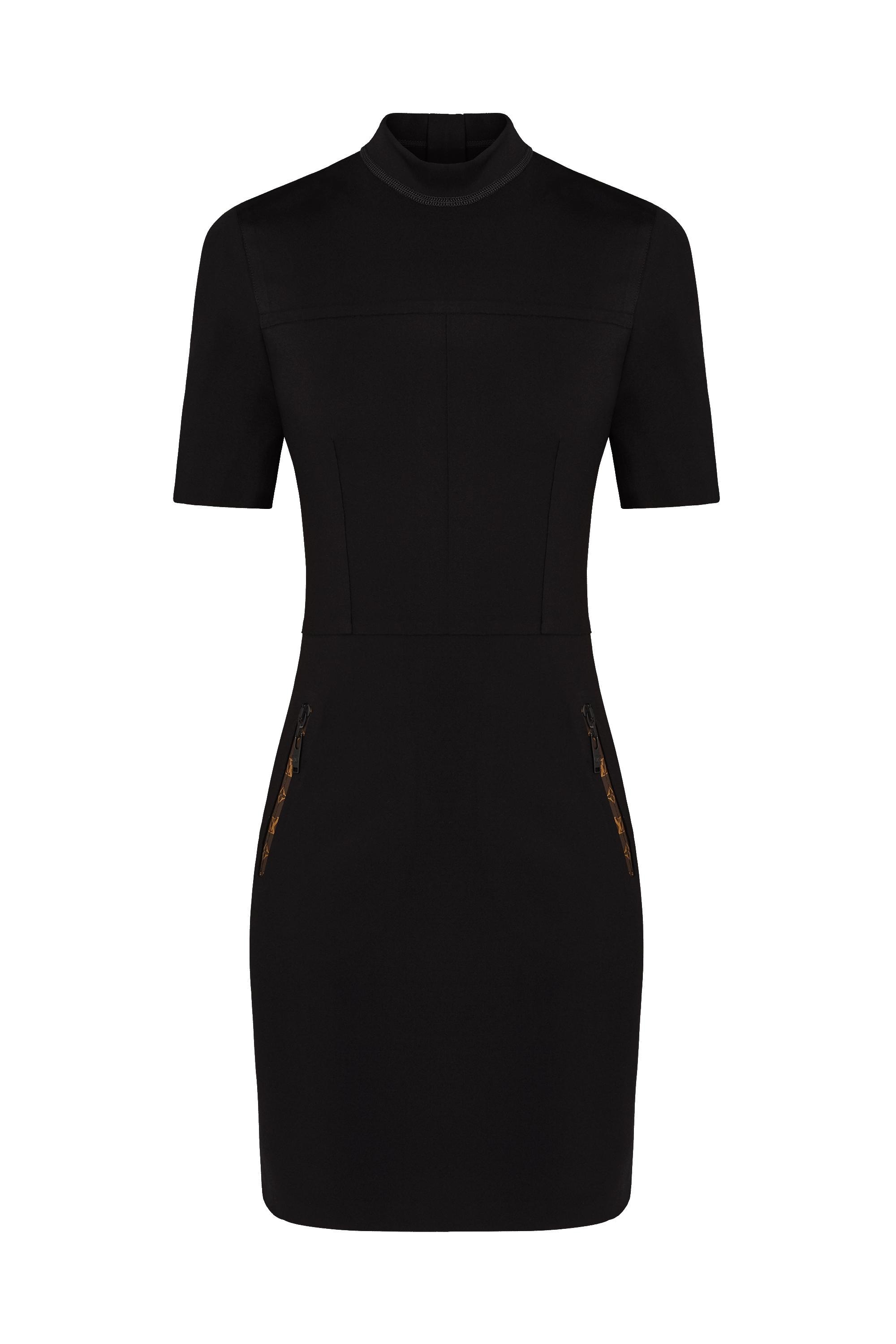 Short Sleeved High Neck Fitted Dress - 1