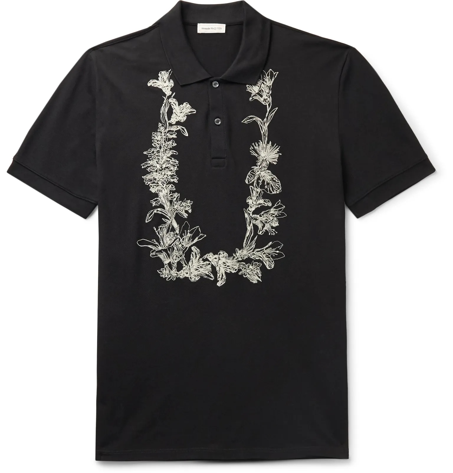 Embroidered Cotton-Piqué Polo Shirt - 1