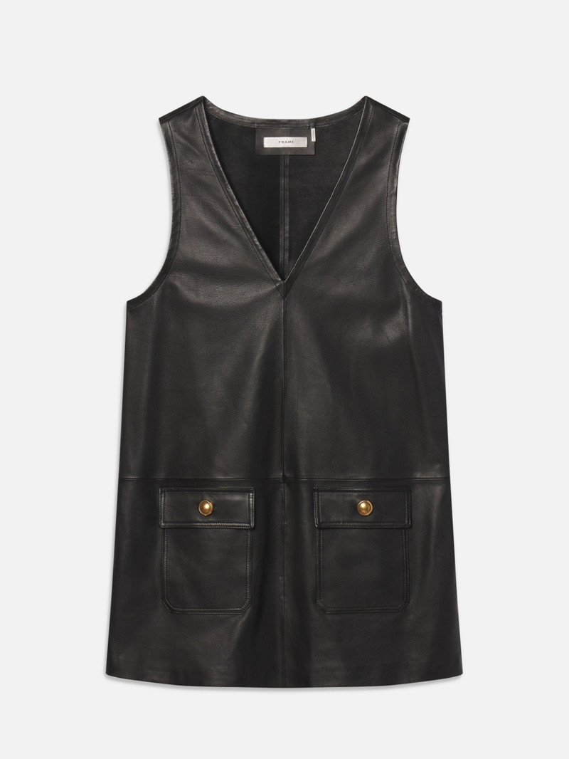 The Leather Pinafore Dress in Black 1