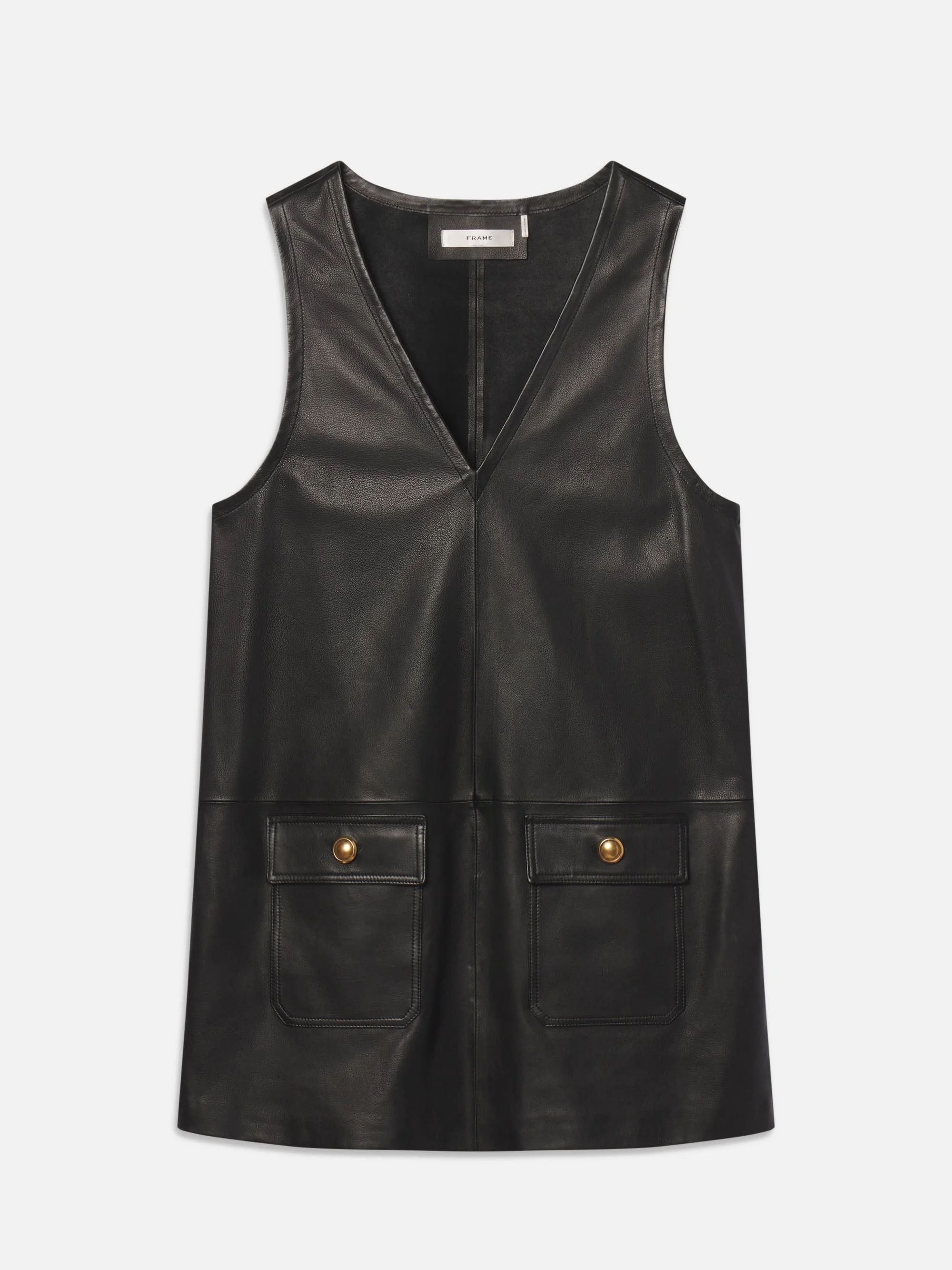 The Leather Pinafore Dress in Black - 1