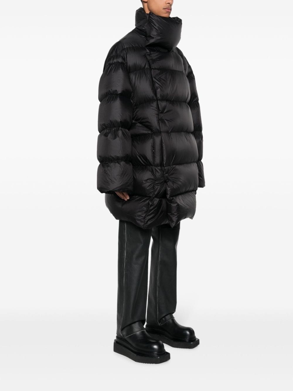 funnel-neck quilted down coat - 3