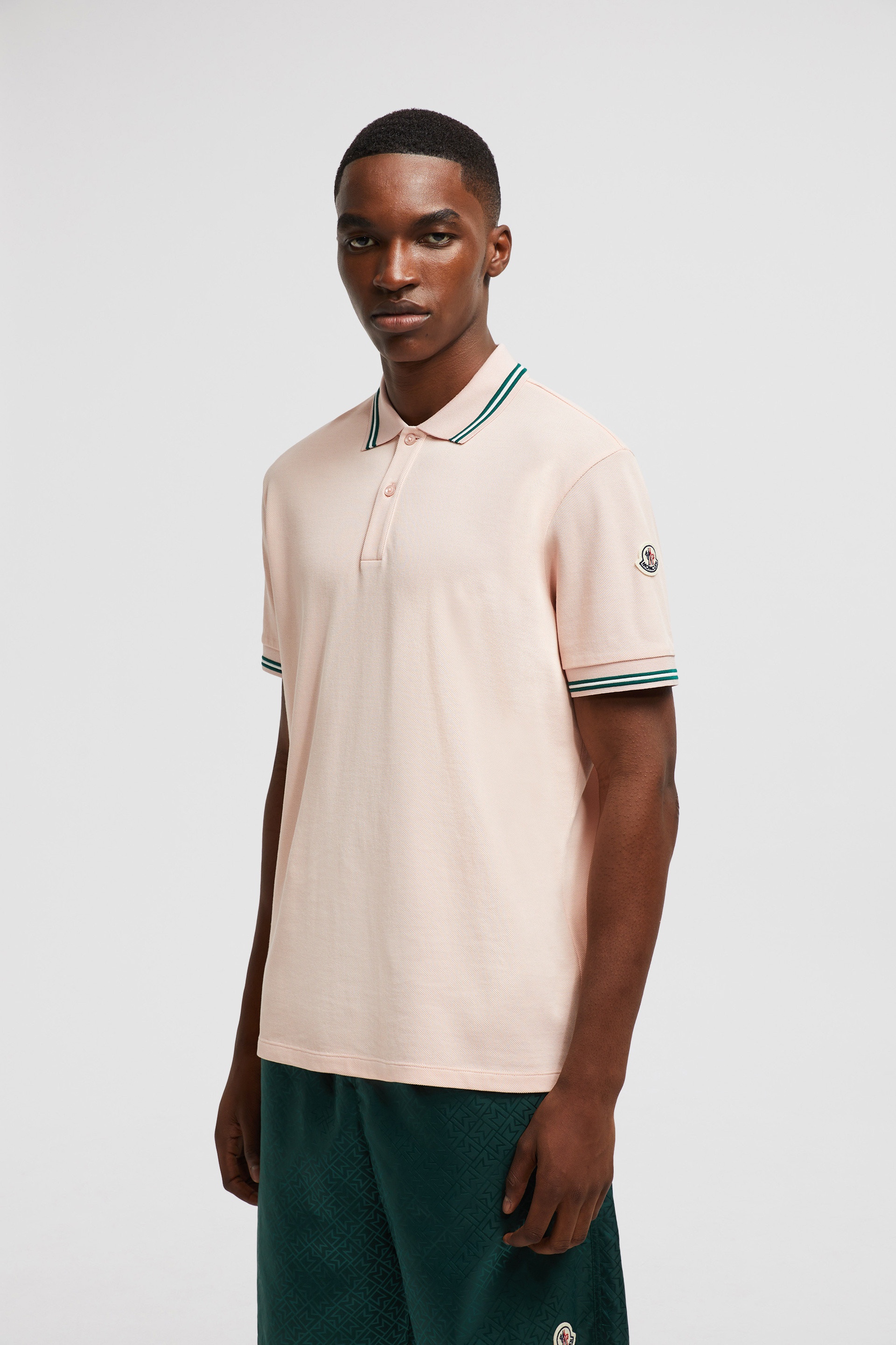 Striped Trim Cotton Piquet Polo Shirt - 3