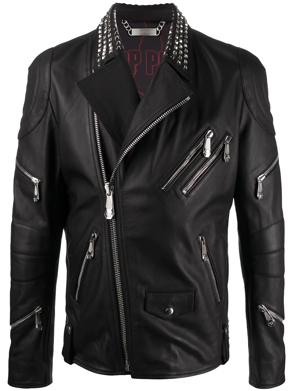 Skull stud-embellished biker jacket - 1