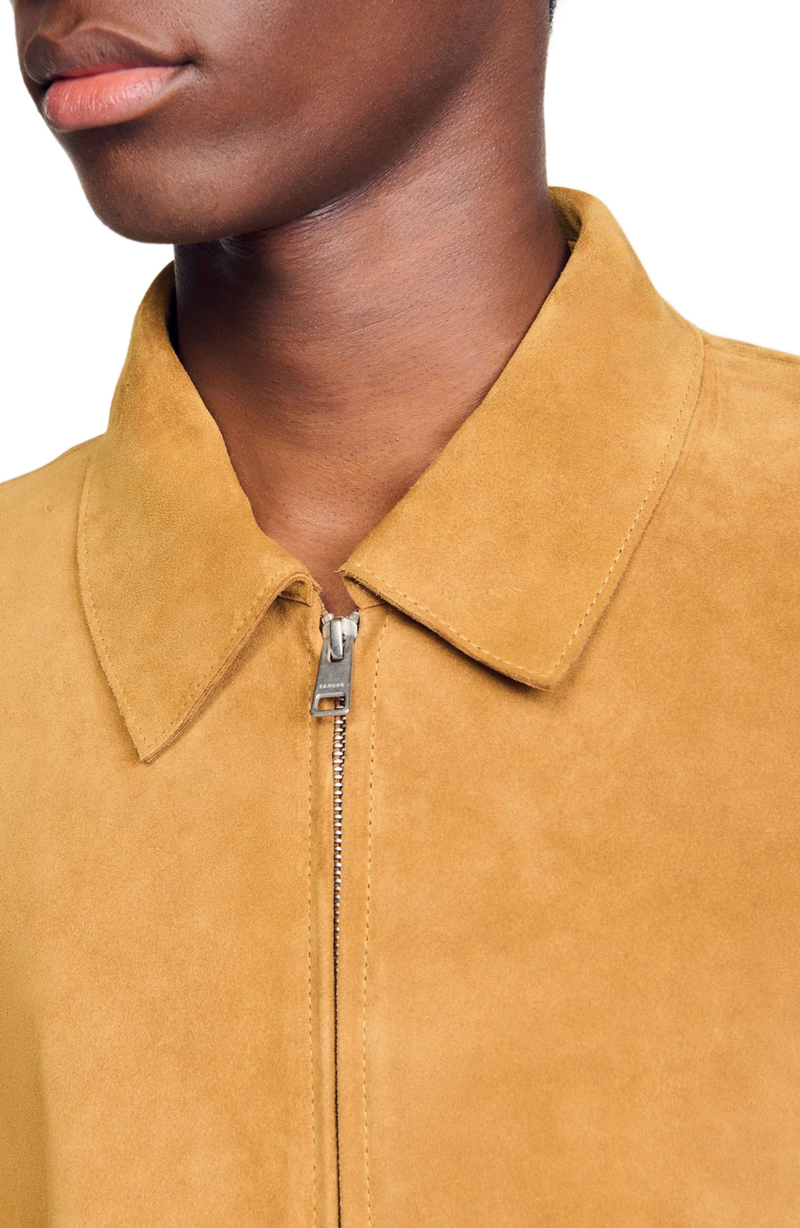 SANDRO Split leather jacket in Camel at Nordstrom - 4
